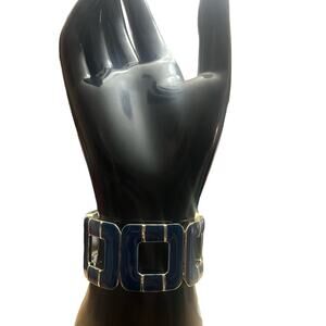 Croft & Barrow Navy Enamel Gold-Tone Link Bracelet - Modern & Chic